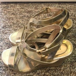 Michael Kors Gold Wedge Sandals